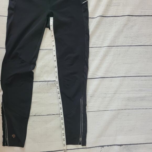 Athleta Size S Black Zip Hem Chatarunga Tights Leggings Activewear Run Tight - Picture 4 of 8